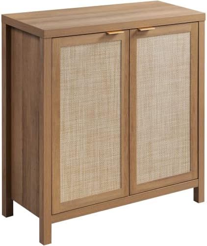 SICOTAS Rattan Sideboard Buffet Credenza Cabinet - 2 Pieces Farmhouse Kitchen Coffee Bar Cabinet ... | Amazon (US)