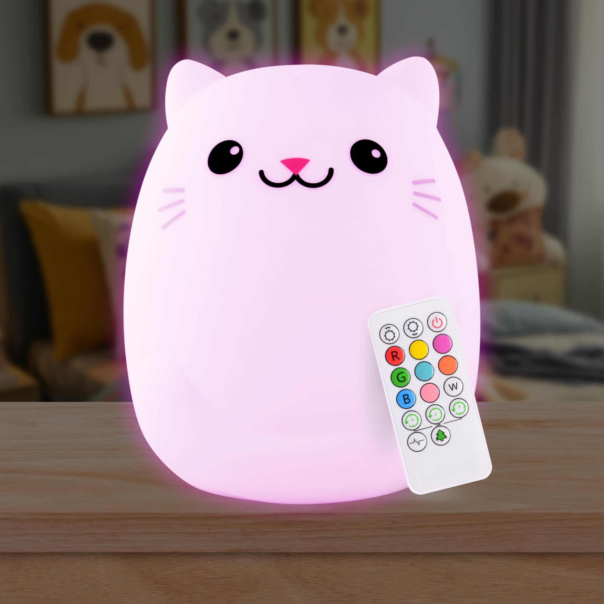 Lumipets Clive The Cat Squishy Silicone Night Light for Kids | Cute Night Light with Remote & Tou... | Amazon (US)