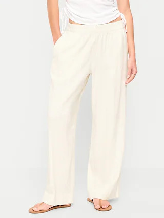 High-Waisted Linen-Blend Super Wide-Leg Pants | Old Navy (US)