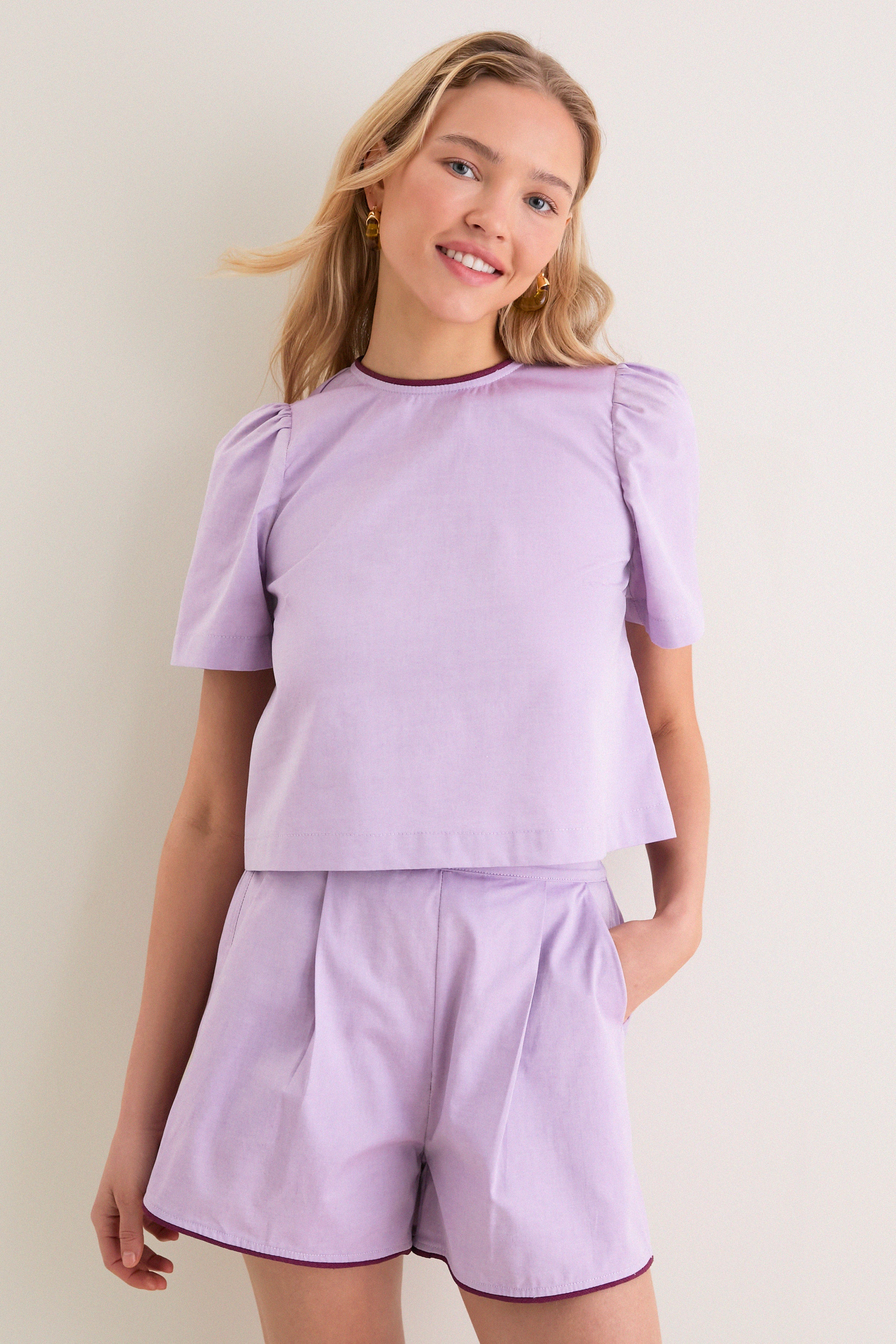 Exclusive Purple Oxford with Plum Piping Lee Top | Tuckernuck (US)