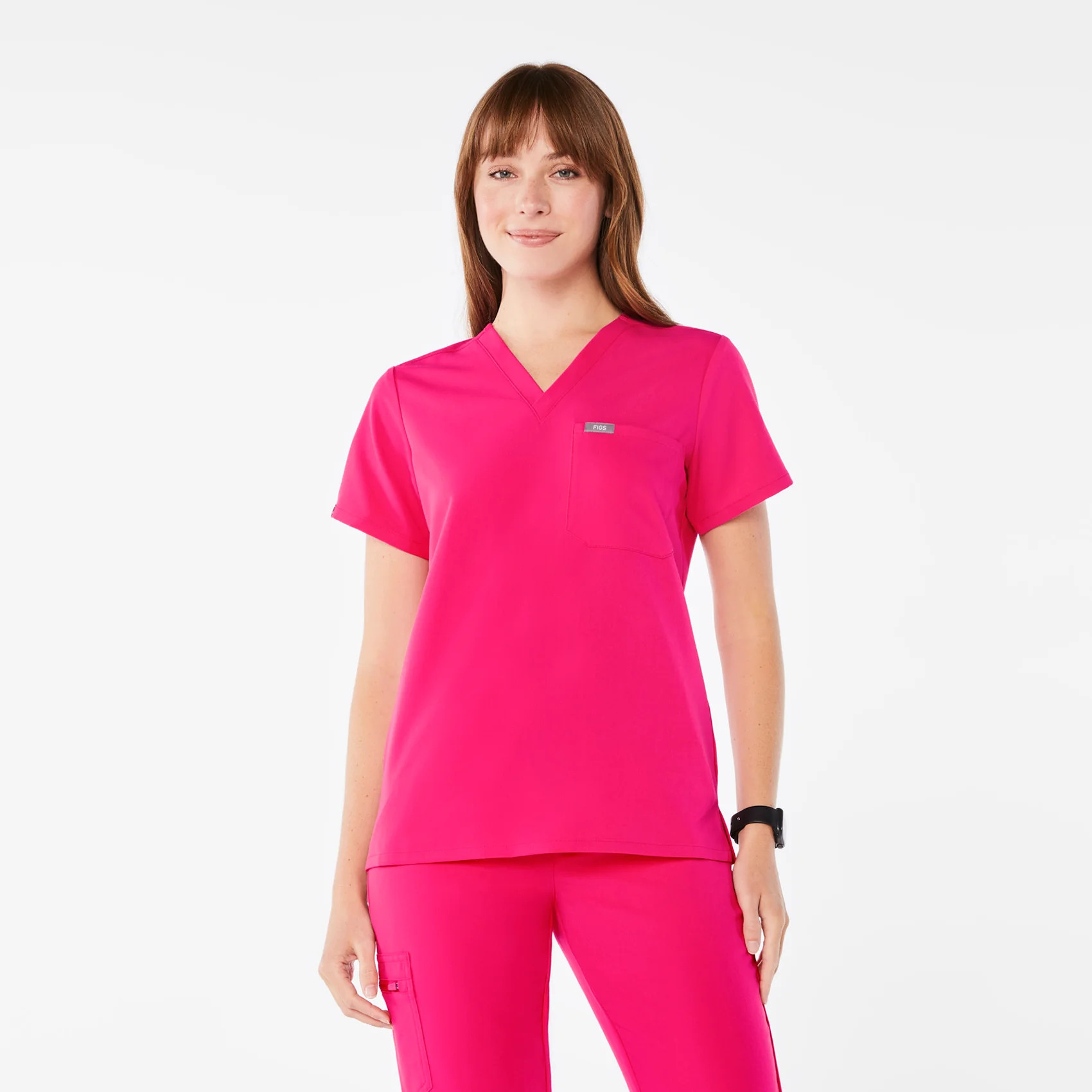 Women's Catarina One-Pocket Scrub Top™ - Shocking Pink · FIGS | FIGS