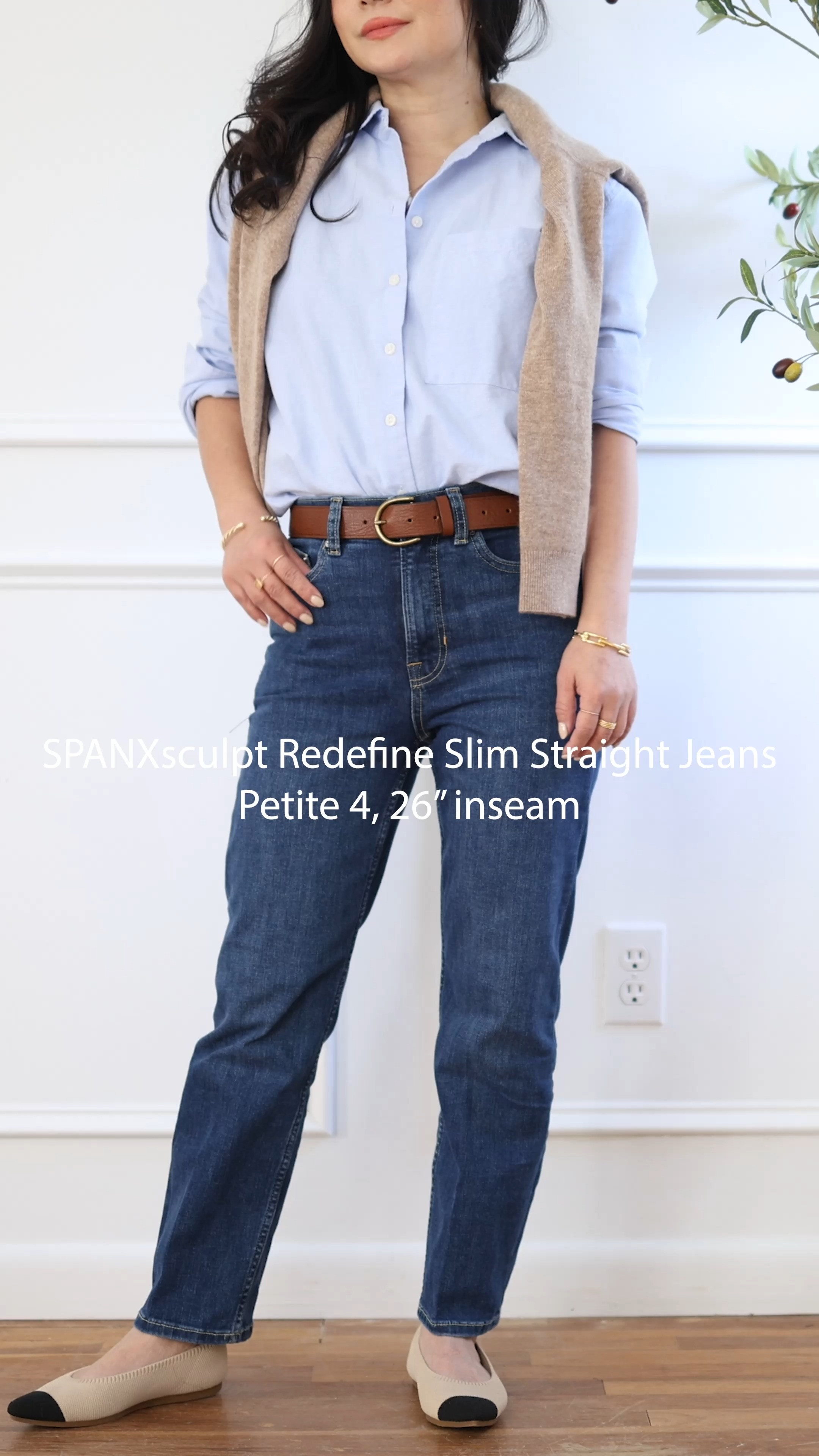 Love these new Spanx jeans! Use my code: CHIXSPANX for 15% off first order & free shipping.
SPANXsculpt™ ReDefine Slim Straight Jeans: High rise,  26 inch inseam. I’m wowed by the butt-lifting effect and feels major sculpting effect in my tummy!. Wearing petite size 4. Suggest to size up. @Spanx #SpanxPartner #ad 

 #LTKPetite