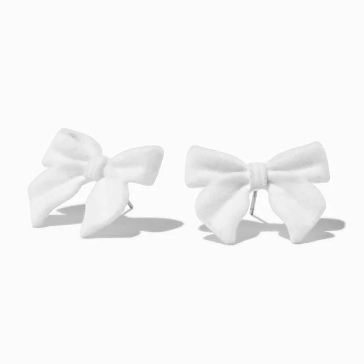White Velvet Bow Stud Earrings | Claire's (UK)