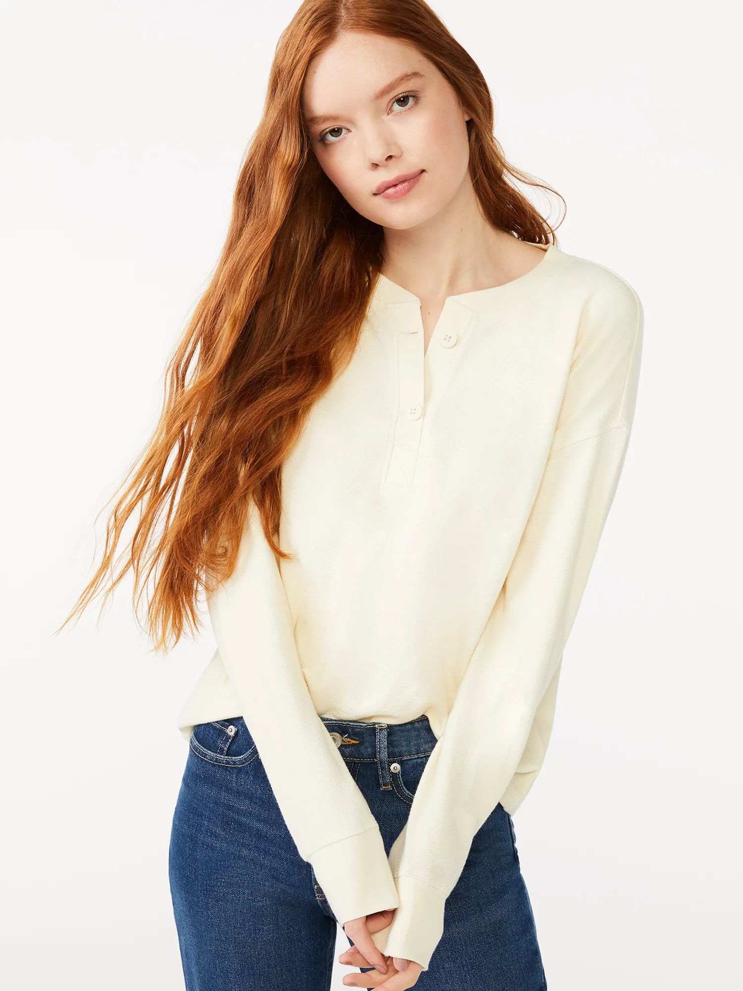 Free Assembly Women's Henley Top with Long Sleeves | Walmart (US)