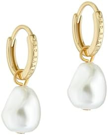 Ted Baker London Periaa Pearly Chain Huggie Earrings for Women (Gold/Pearl) | Amazon (US)