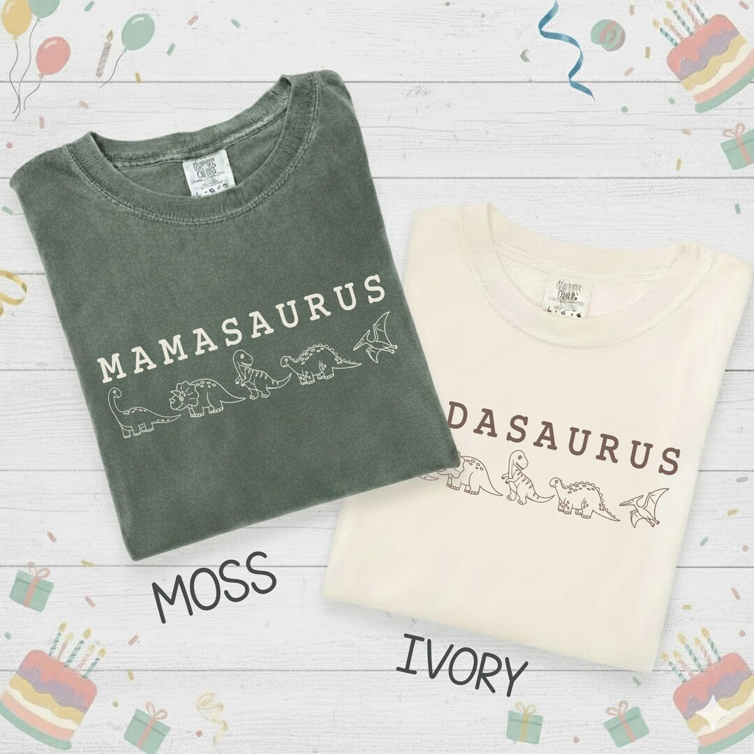 Mamasaurus Dadasaurus Tees, Dinosaur Birthday Shirt Mommy and Me Shirts Dinosaur Custom Three Rex... | Etsy (US)