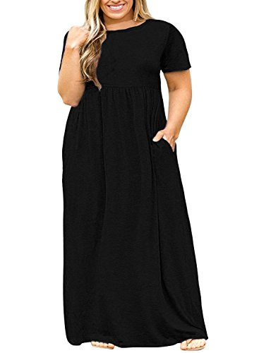 Nemidor Plus Size Maxi Dresses for Curvy Women Summer Casual Loose Short Sleeve Long Beach Dress ... | Amazon (US)
