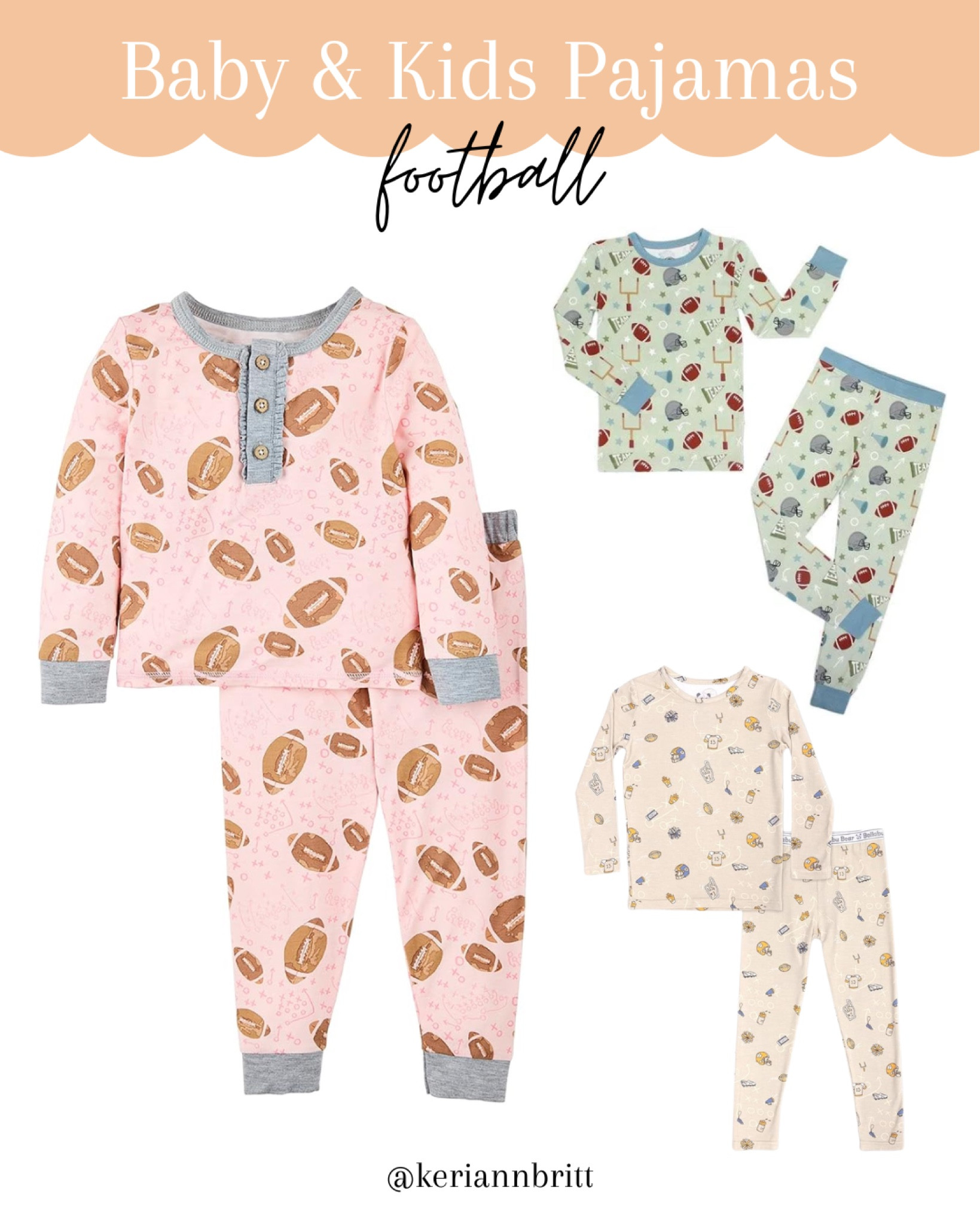 Baby and Kids Football Pajamas 

Football season / game day / kids pajamas / toddler pjs / baby jammies 

#LTKSeasonal #LTKFamily #LTKKids