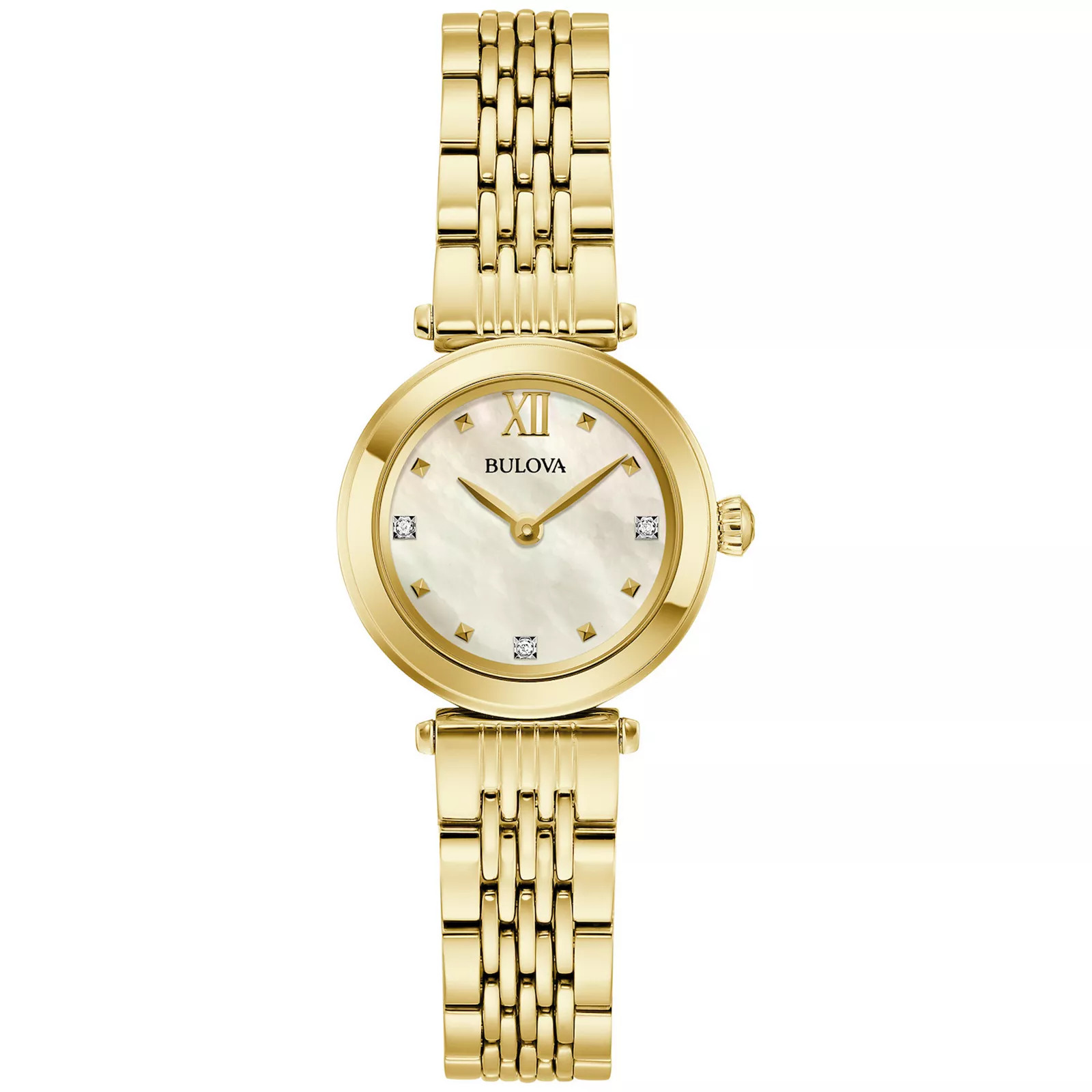 Bulova Women's Classic Gold Tone Stainless Steel Diamond Accent Bracelet Watch - 97P177, Size: 25MM, Yellow | Kohl's