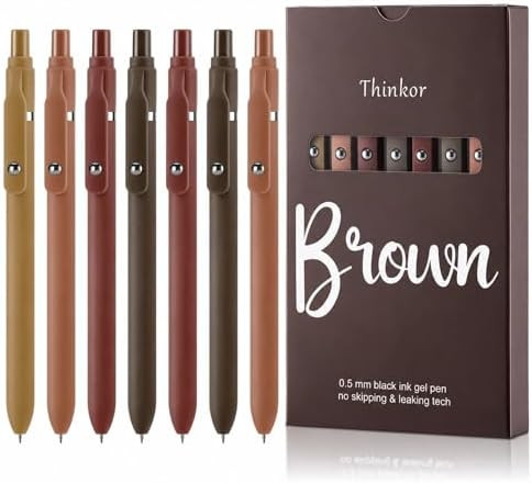 thinkor Gel Pens Black Ink, 7 Pcs 0.5mm Quick Dry Fine Point Smooth Writing Pens, Cute Office Sch... | Amazon (US)