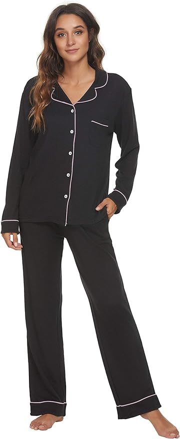 HEARTNICE Womens Pajama Set, Soft Long Sleeve Pajamas & Long Pants with Pockets, Warm Button-up S... | Amazon (US)