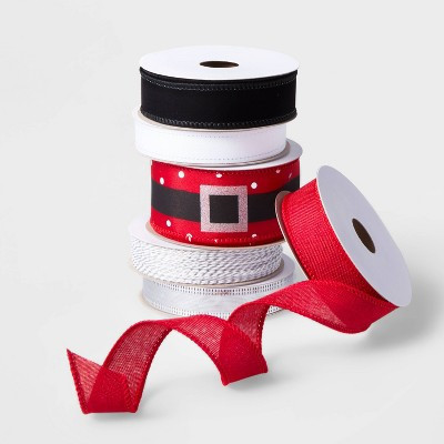 6ct End Fabric Ribbon Red/White/Silver/Black 150ft - Wondershop™ | Target