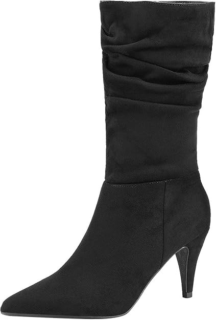 DREAM PAIRS Women's High Heel Mid Calf Boots Slouchy Pointed Toe Fall Boots | Amazon (US)