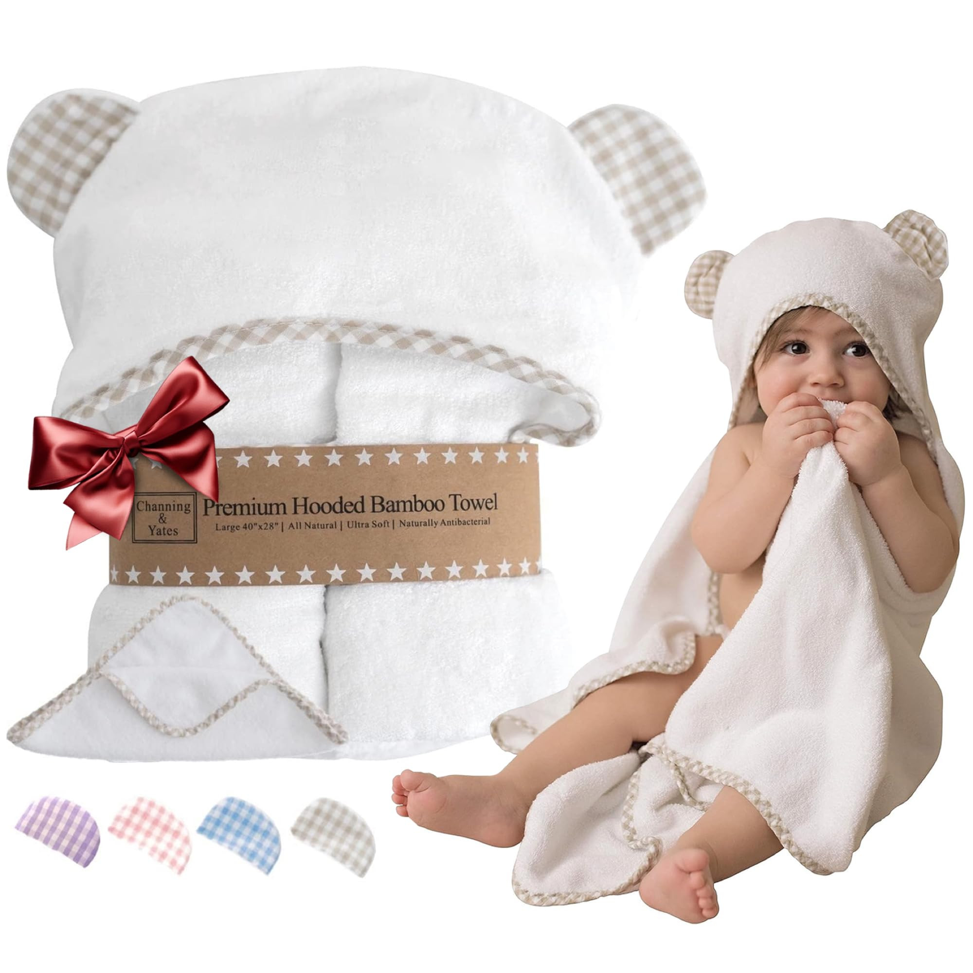 Channing & Yates Premium Organic Baby Towel Set - Soft Viscose Bamboo Hooded Towel & Washcloth - ... | Amazon (US)
