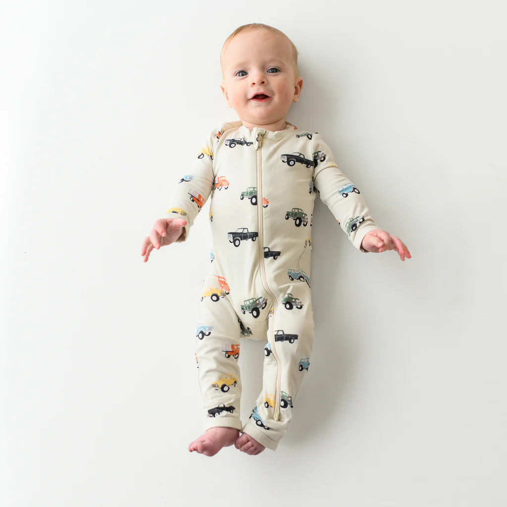 Zippered Romper in Vintage Truck | Kyte BABY