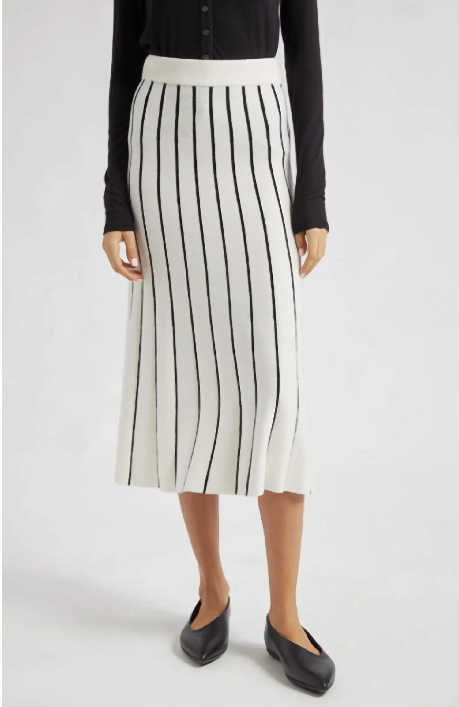 Mixed Stripe Skirt In Chalk/black | Shop Simon