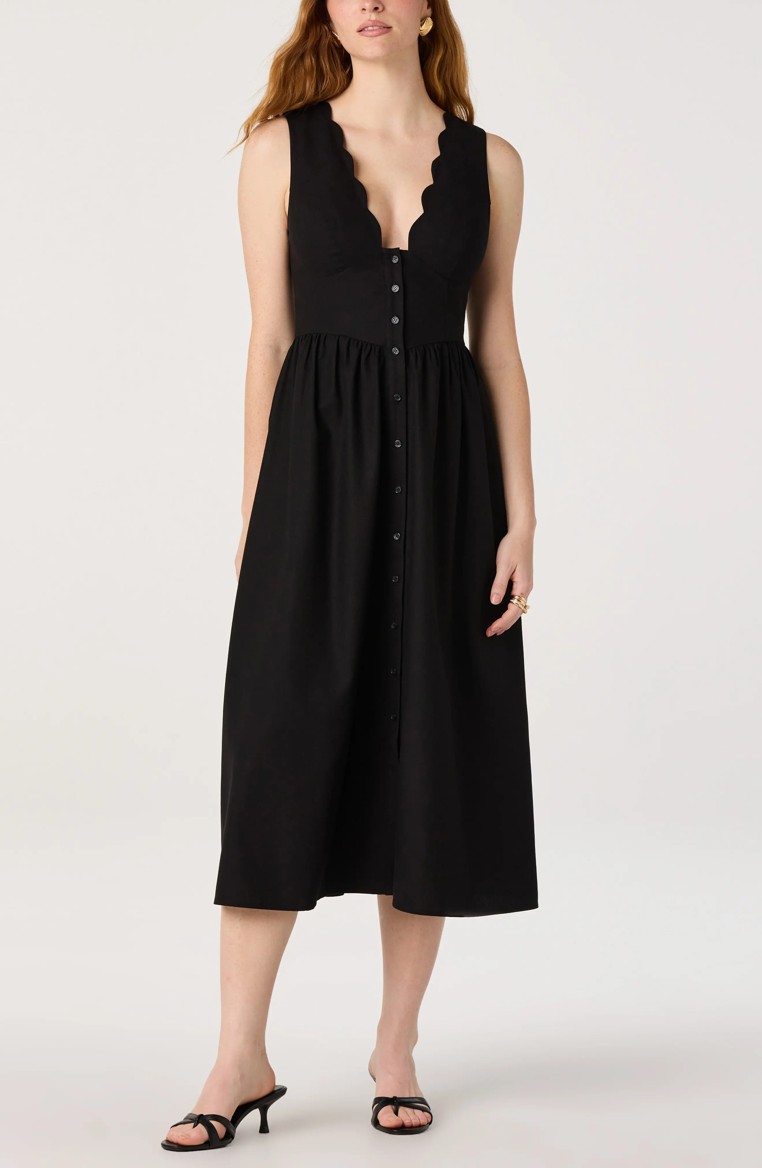 Cory Scallop Neck Sleeveless Midi Shirtdress (Women) | Nordstrom | Nordstrom