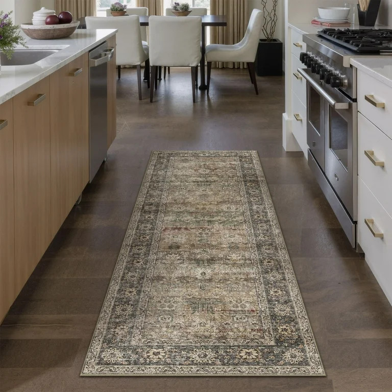 BERTHMEER 2'x8' Washable Runner Rugs for Kitchen Hallway Bedroom Entryway Non Slip Brown Vintage ... | Walmart (US)