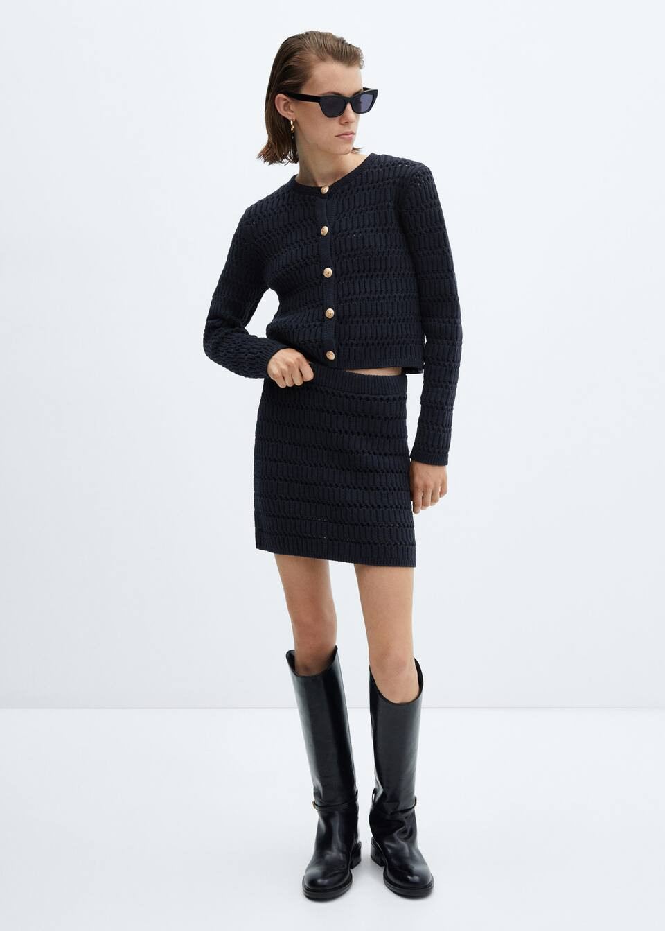 Knitted cardigan with jewel button | MANGO (US)