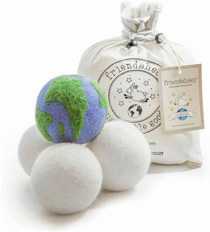 Wool Dryer Balls by Friendsheep 4 Pack XL Organic Premium Reusable Cruelty Free Handmade Fair Tra... | Amazon (US)
