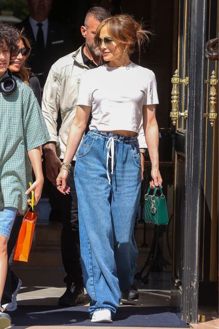 Shop Jennifer Lopez drawstring jeans crop white T-shirts rectangular sunglasses mini quilted top handled bag and look alike look for less options #JenniferLopez #CelebrityStyle

#LTKStyleTip #LTKItBag #LTKFindsUnder100