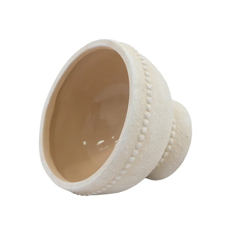 My Texas House 8" Cream Ceramic Dot Bowl Planter for Indoor or Outdoor Use | Walmart (US)