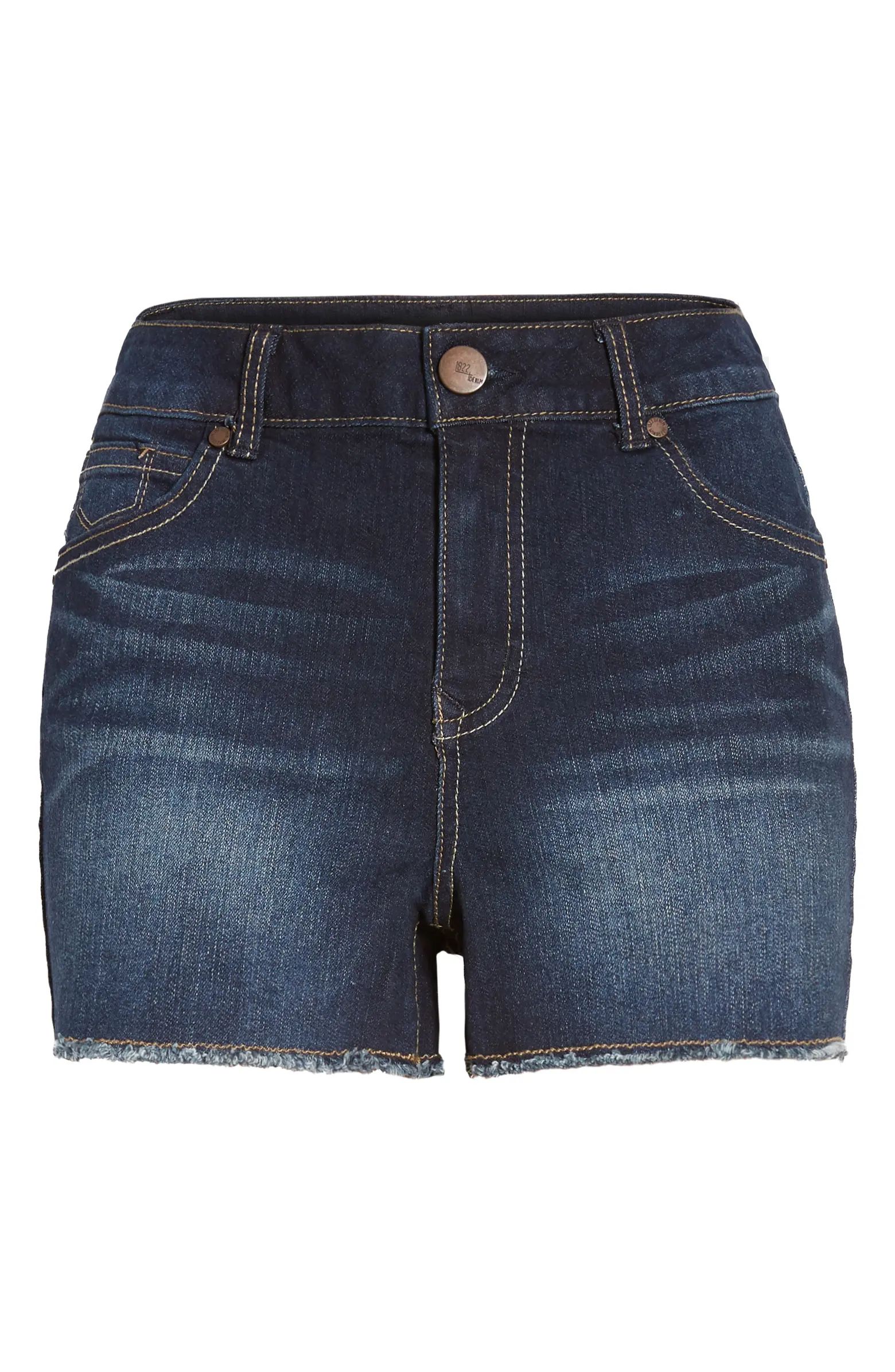 RE:Denim High Waist Fray Hem Shorts | Nordstrom