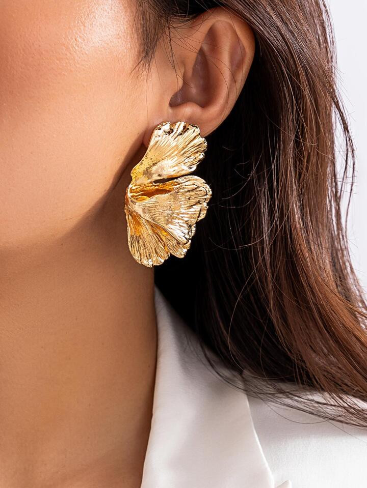 1pair Vintage Leaf Stud Earrings For Women For Party | SHEIN