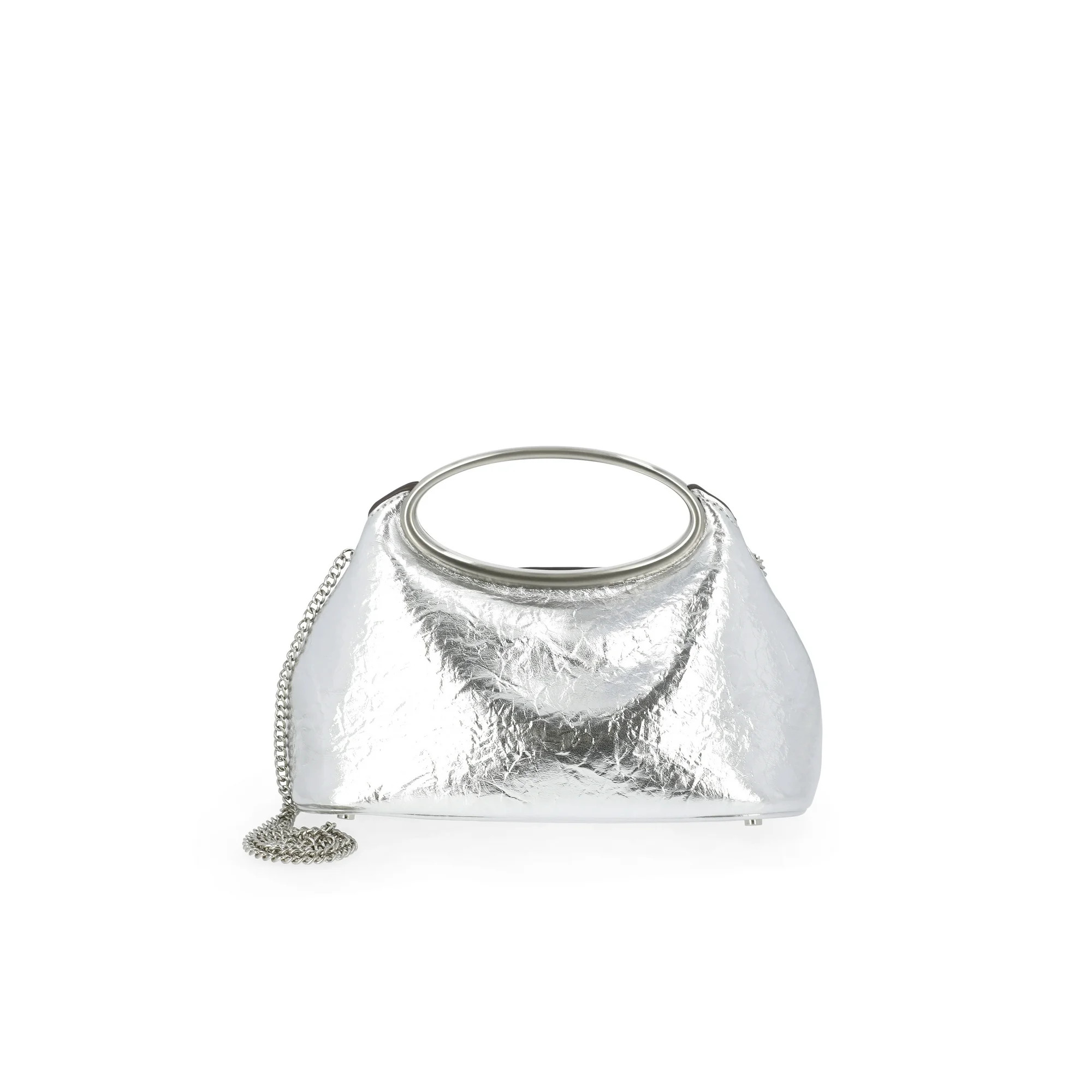 Scoop Women’s Metallic Faux Leather Top Handle Clutch, Silver Tone | Walmart (US)