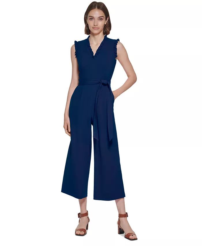 Calvin Klein Women's Ruffle-Trimmed Jumpsuit - Macy's | Macy's