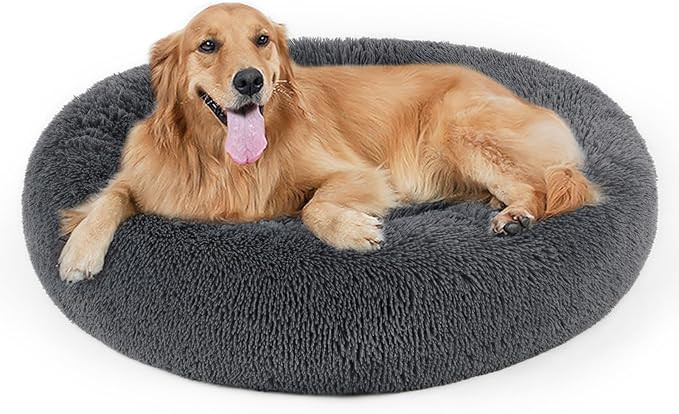 Dog Bed, Cat Calming Bed, Faux Fur Pillow Pet Donut Cuddler Round Plush Bed for Large Medium Smal... | Amazon (US)