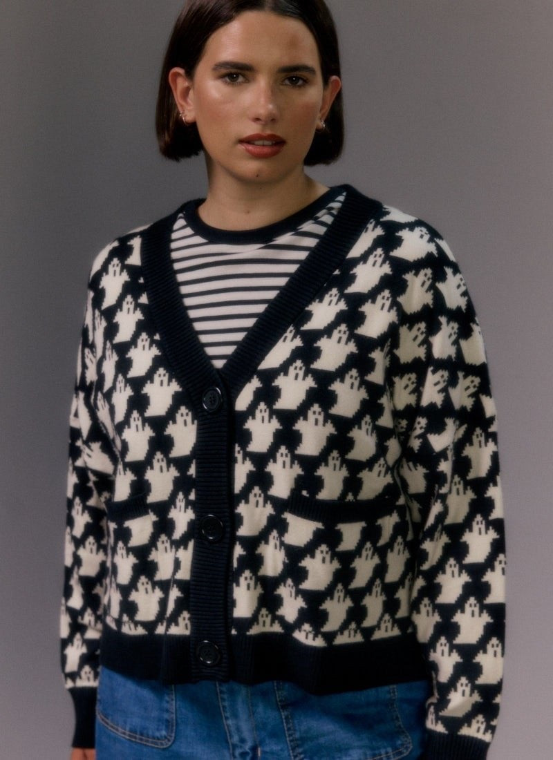 Super spooky ghost motif cardigan perfect Halloween day outfit 

#LTKFashionMonth #LTKuk #LTKautumn