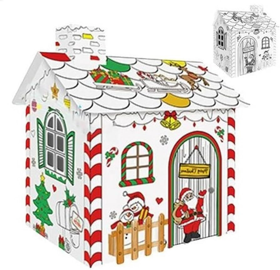 Cardboard House for Kids to Color, Cardboard Playhouse, Cardboard Coloring House, 3D Christmas Co... | Amazon (CA)