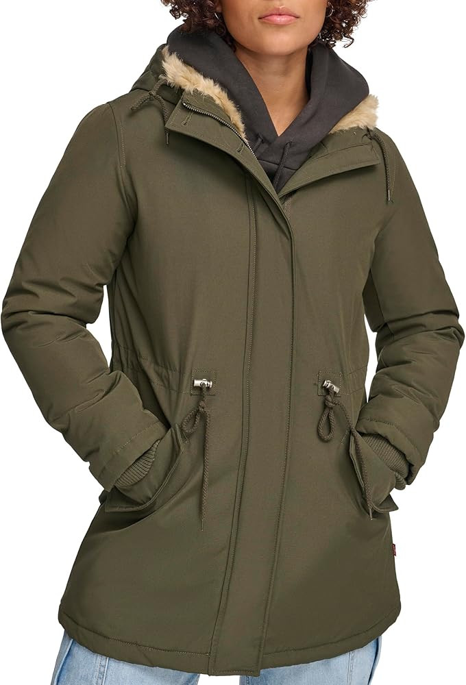 Levi's Women's Faux Fur Lined Hooded Parka Jacket (Regular & Plus Sizes) | Amazon (US)