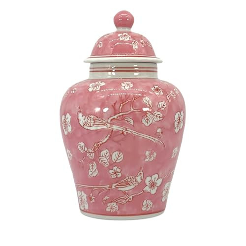 Galt International Pink and White Floral Chinoiserie Jar 12" w/Lid - Ginger Jar, Tea Storage, Decorative, Home Décor Vase | Amazon (US)