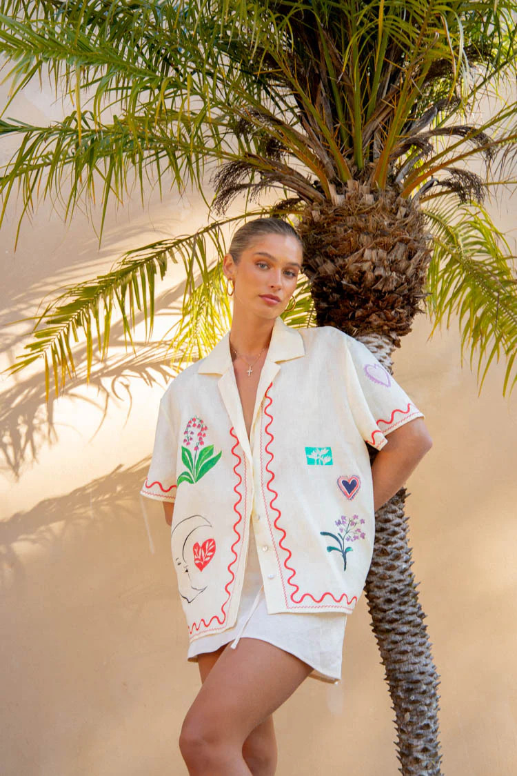 Flora On Film Linen Shirt Cream | VRG Grl