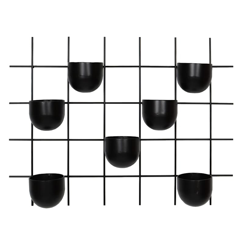 7-Bucket Black Metal Wall Planter, 31.5x23.5 | At Home