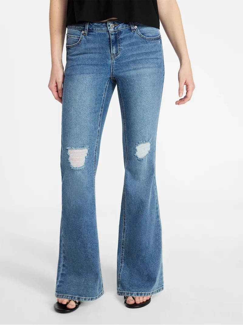 No Boundaries Low Rise Specialty Flare Jeans, 31" Inseam, Women's 00-18 | Walmart (US)