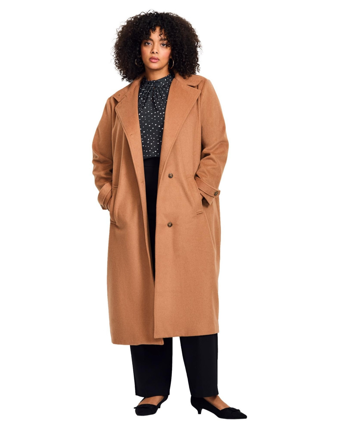 Avenue Women's Funnel Neck Long Coat - Soft camel | Macy's