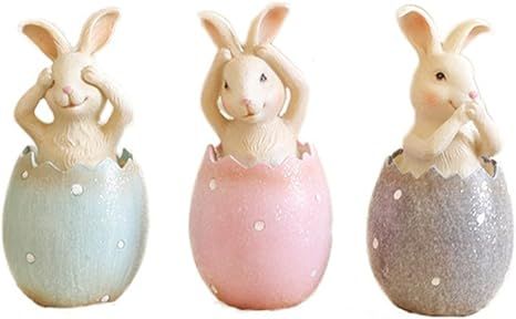 MineDecor Resin Bunny Decorations Spring Easter Decors Figurines Tabletopper Accessories for Part... | Amazon (US)
