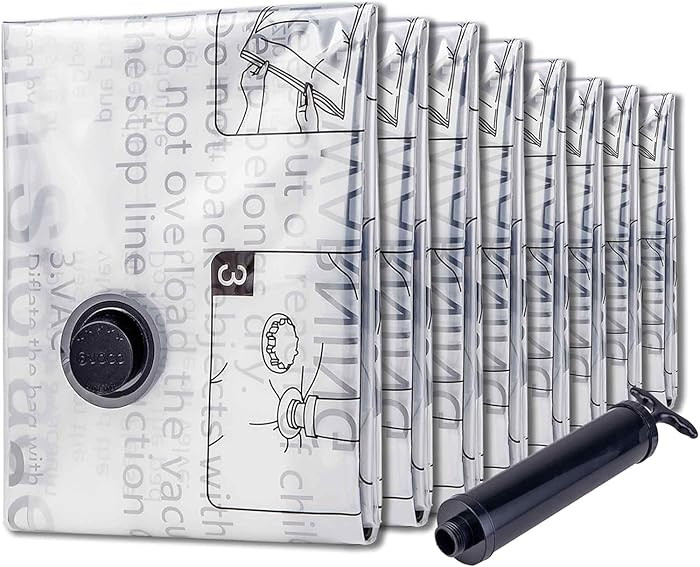 SUOCO 8 Jumbo Vacuum Storage Bags, Vacuum Seal Bags for Clothing, Travel Space Saver Bags for Lug... | Amazon (US)