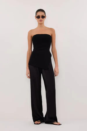 MONICA BLACK SATIN PANT | DISSH