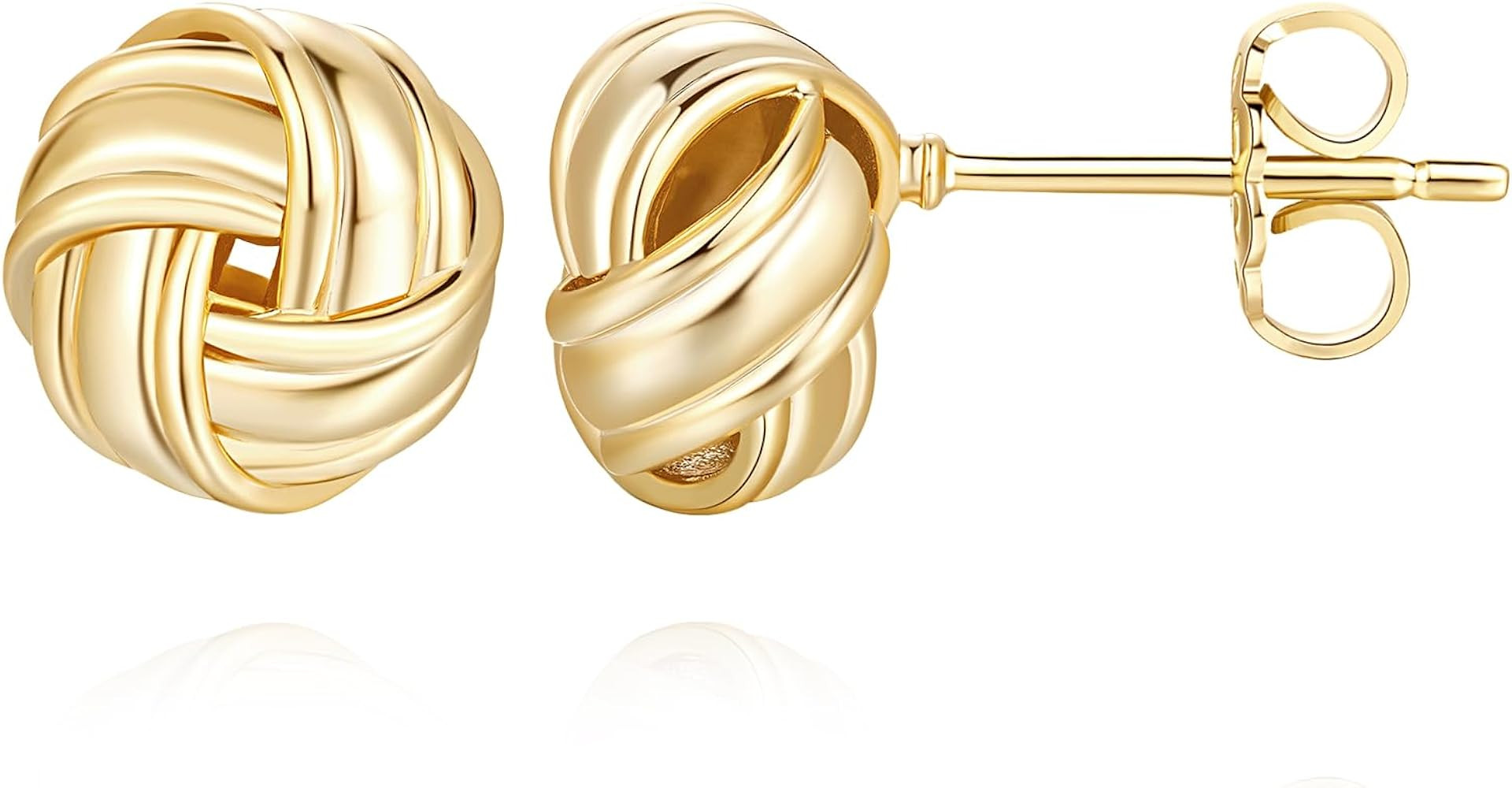 Amazon.com: Kelli Myers 14K Gold Stud Earrings for Womens Stud Earrings Small Round Knot Earring ... | Amazon (US)
