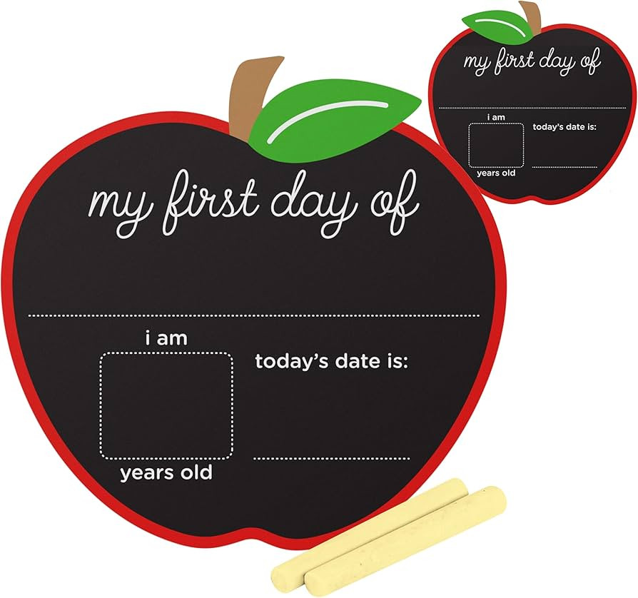 Pearhead First and Last Day of School Chalkboard Sign, Apple Shaped Reusable Photo Prop with Chal... | Amazon (US)