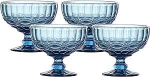 VanEnjoy Deep-blue Vintage Pressed Pattern Glass Ice Cream Cups/Dessert Bowls - Set of 4,12 Oz | Amazon (US)