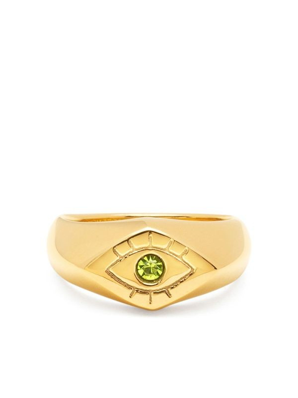Nialaya Jewelry Embellished evil-eye Engraved Signet Ring | Gold | FARFETCH UK | Farfetch Global