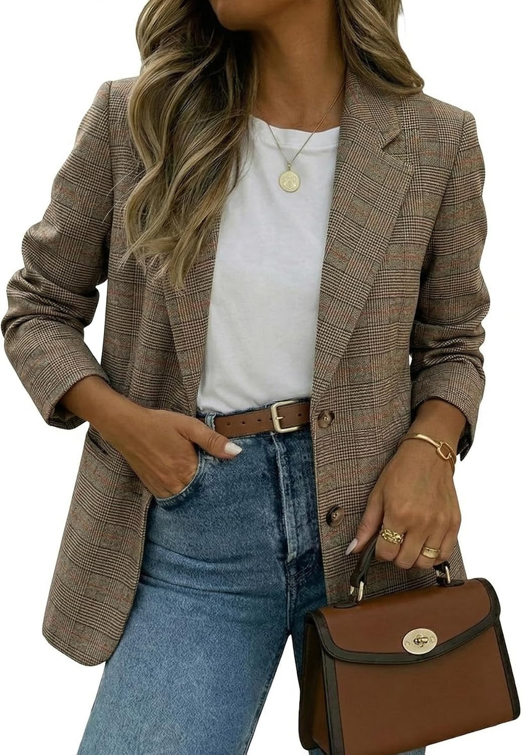 Mina Self 2026 Fall Women's Plaid Blazer Lightweight Jacket Business Casual | Amazon (US)
