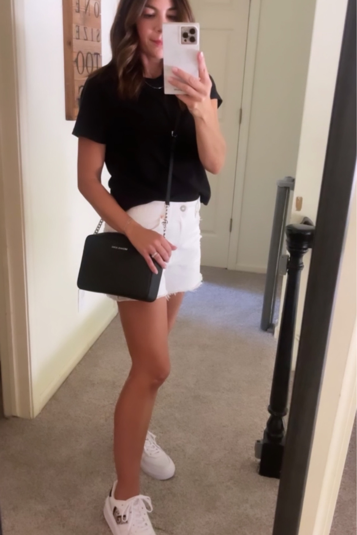 Black cropped tee, white denim, & white cheetah sneakers 

#LTKU #LTKFind #LTKstyletip