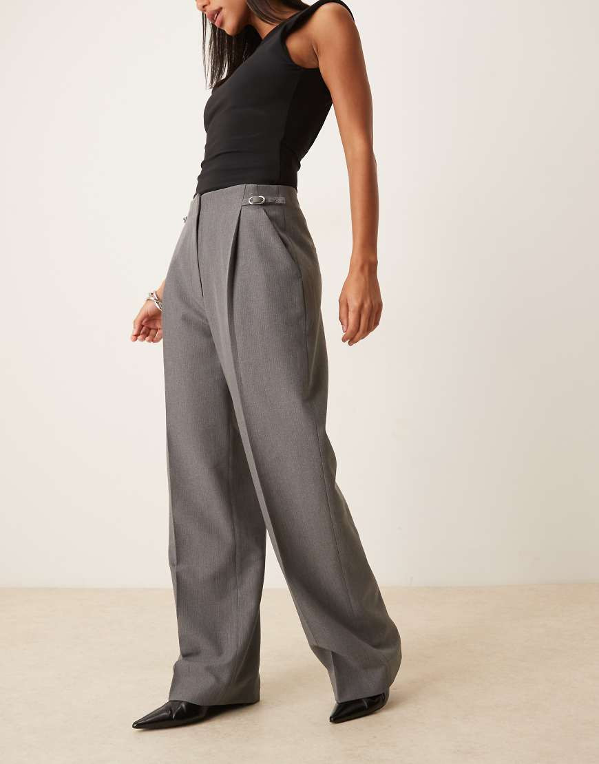 Abercrombie & Fitch curve love sloane ultra high waist adjustable trouser in grey-Black | ASOS (Global)
