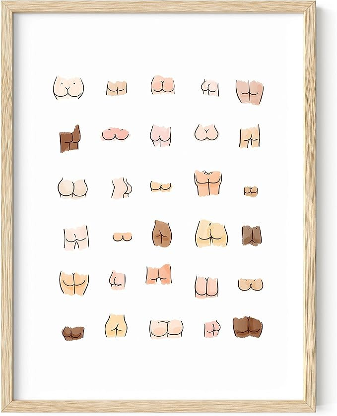 HAUS AND HUES Funny Bathroom Art Funny Bathroom Decor Butts Collage Cute Bathroom Decor Art Print... | Amazon (US)